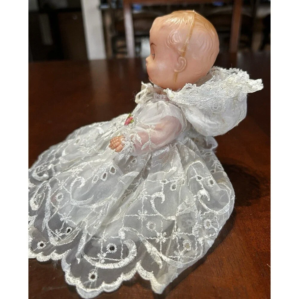 Doll8” Hard Plastic Sleepy Eyes Original Christening Outfit MCM 1950’s Hong Kong